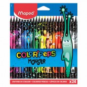 Карандаши цветные MAPED "COLOR PEP'S Black Monster", 24 цвета, трехгранные, 862624