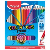 Карандаши цветные MAPED "COLOR PEP'S Strong", 24 цвета, трехгранные, грифель 3,2 мм, 862724