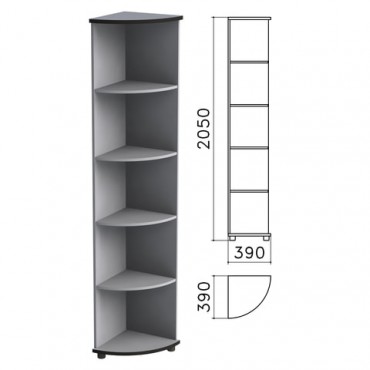 Шкаф (стеллаж) угловой "Монолит", 390х390х2050 мм, 4 полки, цвет серый, УМ46.11
