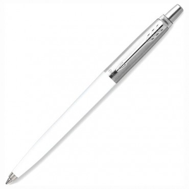 Ручка шариковая PARKER "Jotter Orig White", корпус белый, детали нержавеющая сталь, синяя, RG0032930