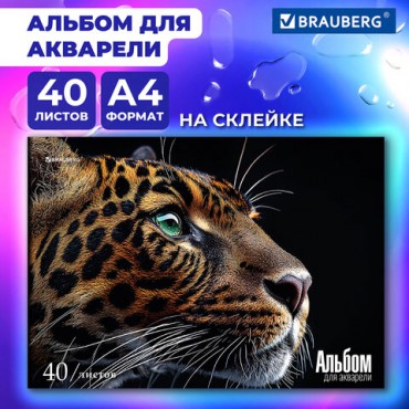 Альбом для акварели А4 40л., бумага 200 г/м, склейка, обложка картон, BRAUBERG, Дизай, 107130